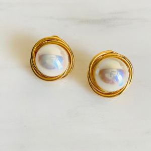 pearl stud earrings