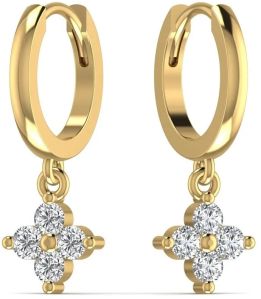 Round Cut Yellow Classic Gold Hoop Earrings