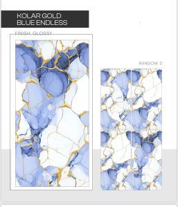 600x1200mm Kolar Gold Blue Endless Glazed Vitrified Tiles