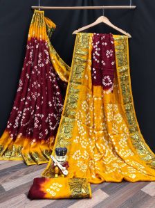 Bandhej Art Silk Saree