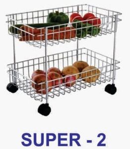 Prachit Stainless Steel Kitchen Basket Trolley