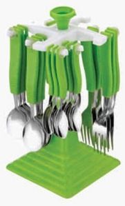 Prachit Swastic Apple Green Cutlery Set