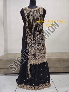 Ladies Black Sharara Suit with Dupatta