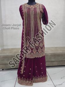 Ladies Boat Neck Sharara Suit with Dupatta