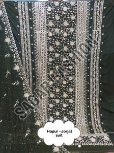 Ladies Dark Green Unstitched Sharara Suit with Dupatta