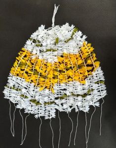 White and Yellow Artificial Fabric Gajra