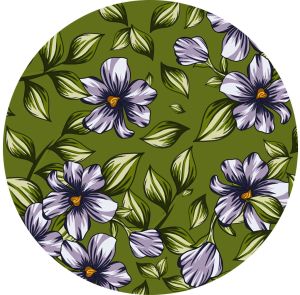 Elegant Green Leaf  Floral Print Fabric