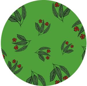 Green and Red Floral Print Fabric