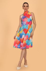 Ladies Colorful Heart Pattern Dress