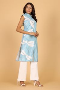 Ladies Stylish Blue Dragonfly Printed Co-Ord Set