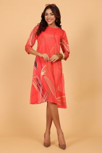 Ladies Elegant Red Floral Dress