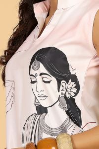 Ladies Artistic Print Sleeveless Dress