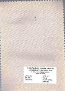 190 GSM Cotton Drill Fabric