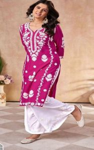 Heavy Embroidery Work Palazzo Long Kurti Set