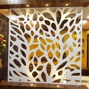 8 Mm White Corian Mandir Background MDF Jali