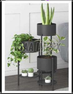 Black Vertical Stack Iron Planter Stand