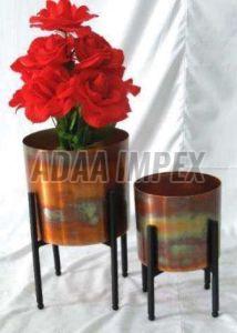 Copper Bronze Duo Cylindrical Iron Planter Stand