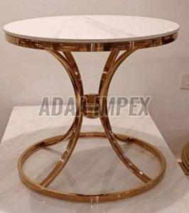 Golden Curved Leg Ring Base White Top Side Table