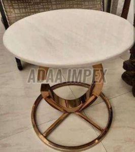 Golden Curved Ring Frame White Top Side Table