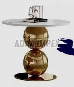 Golden Dual Sphere Base White Top Side Table