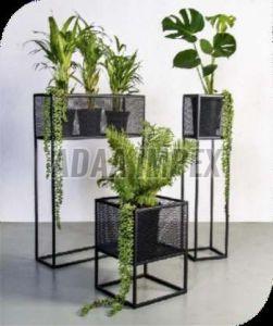 Golden Frame Woven POT Iron Planter Stand