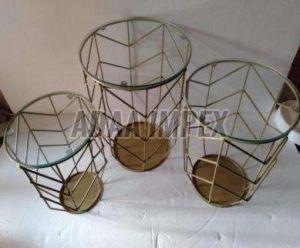 Golden Hexagon Frame White Marble Top Side Table