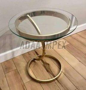 Golden Loop Frame Glass Top Side Table
