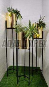 Golden Tier Cylindrical Iron Planter Stand