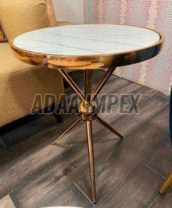 Golden Tripod Base Marble-Look Top Side Table