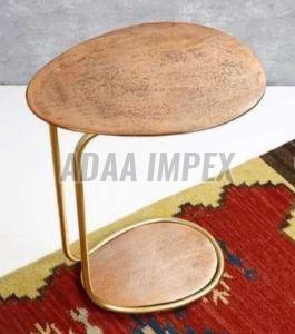 Golden Twin Rod Round Side Table