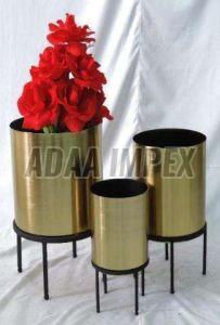 Trio Gold Finish Cylindrical Iron Planter Stand
