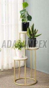 White Top Gold Leg Iron Planter Stand