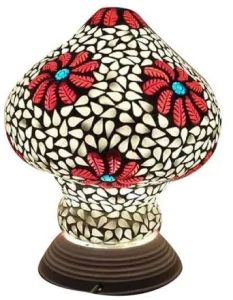 Floral Print Mosaic Glass Table Lamp