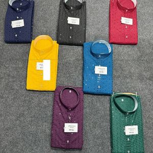 Mens Lucknowi Embroidery Cotton Kurta