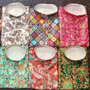 Mens Rayon Sequence Printed Kurta