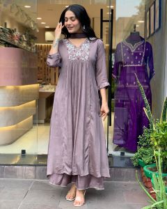 Ladies Stylish Chinon Viscose Embroidered Kurta, Pant and Dupatta Set