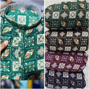 Mens Rayon Multicolor Lucknowi Chikankari Kurta