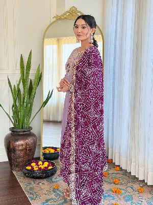 Ladies Rayon Embroidered Kurta, Pant And Dupatta Set