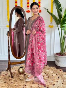 Ladies Designer Viscose Chanderi Kurta, Pant and Dupatta Set