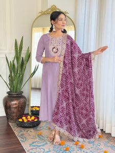 Ladies Rayon Embroidered Kurta, Pant And Dupatta Set