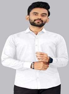 Mens Plain White Cotton Full Sleeve Shirt