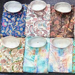 Mens Rayon Sequence Printed Kurta