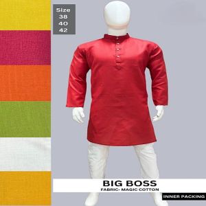 Mens Red Cotton Kurta Pajama Set