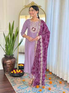 Ladies Rayon Embroidered Kurta, Pant And Dupatta Set