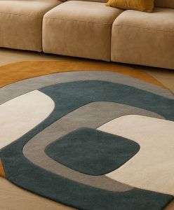 Handmade Tufted Modern Abstract Rug – Geometric Wool Carpet for Living Room