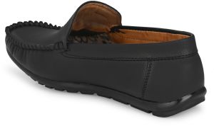 Mens Black Loafer Logo Slip-On Shoes