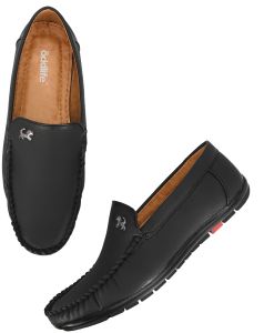 Mens Black Loafer Logo Slip-On Shoes