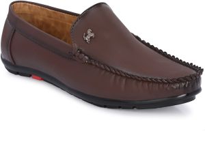 Mens Brown Loafer Logo Slip-On Shoes