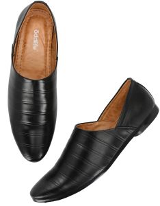 Mens Black Nagra Vertical Stitch Slip-On Shoes