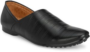 Mens Black Nagra Vertical Stitch Slip-On Shoes